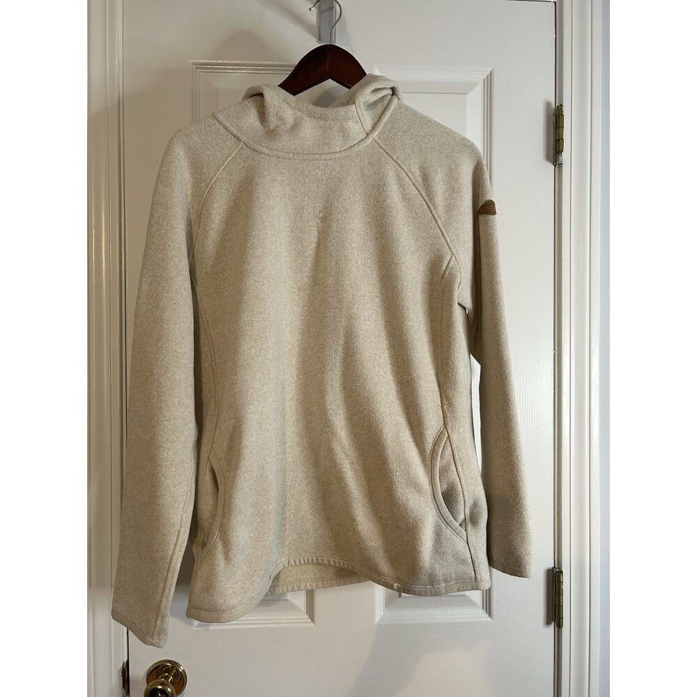 Merrell Women’s L Beige Fleece Lined Hoodie Pullover Sweatshirt Warm Soft Pocket